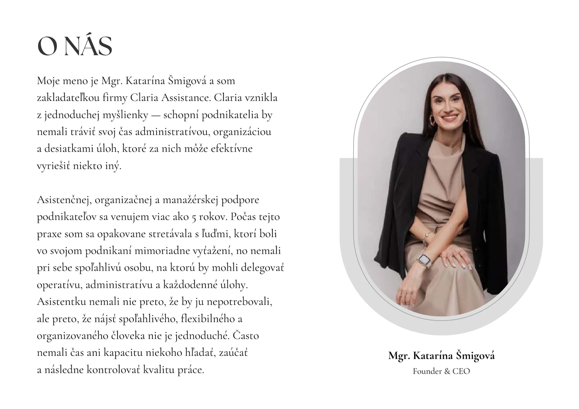 Brožúra Claria Assistance, strana 3 – O nás