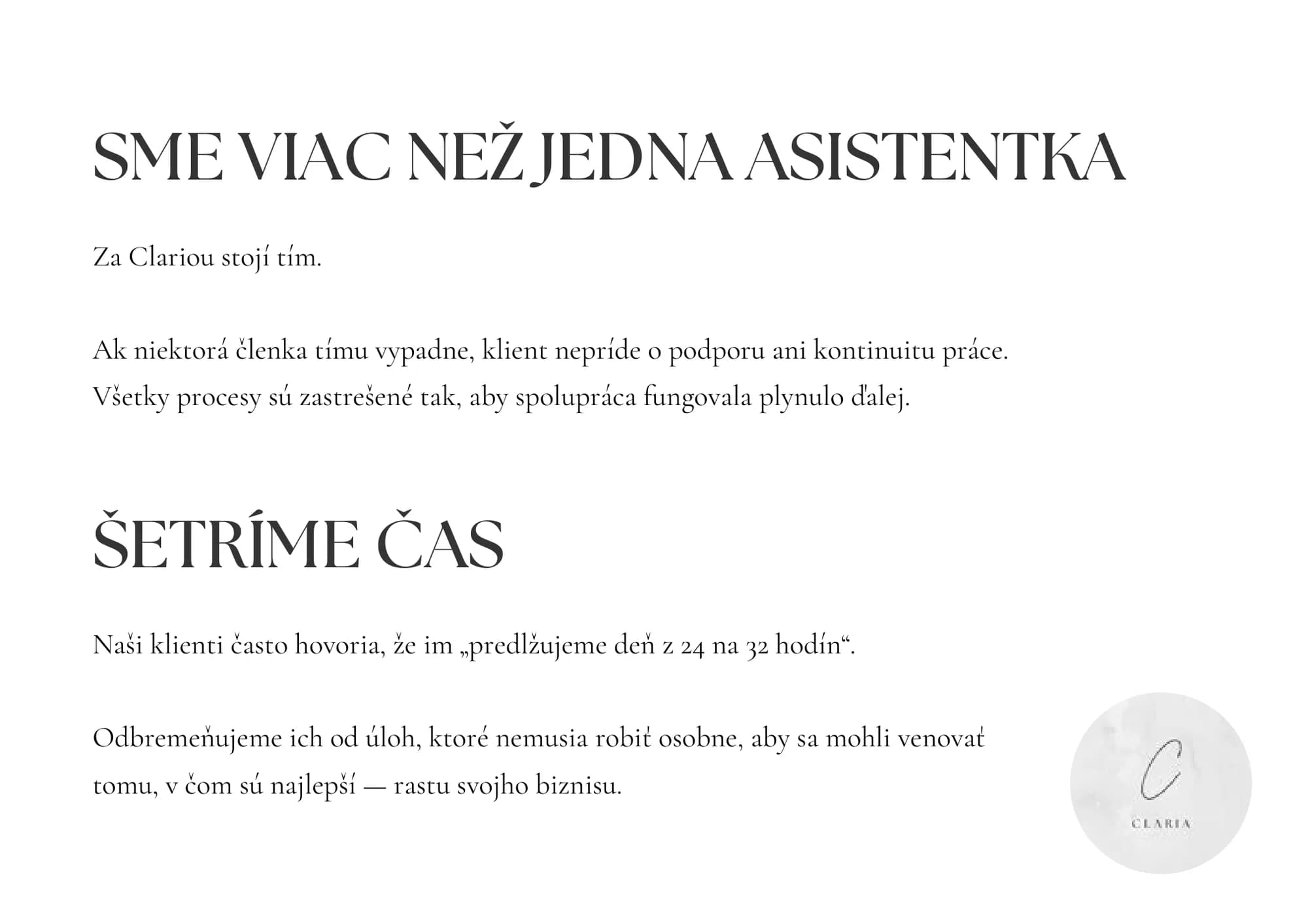 Brožúra Claria Assistance, strana 13 – Sme viac než jedna asistentka