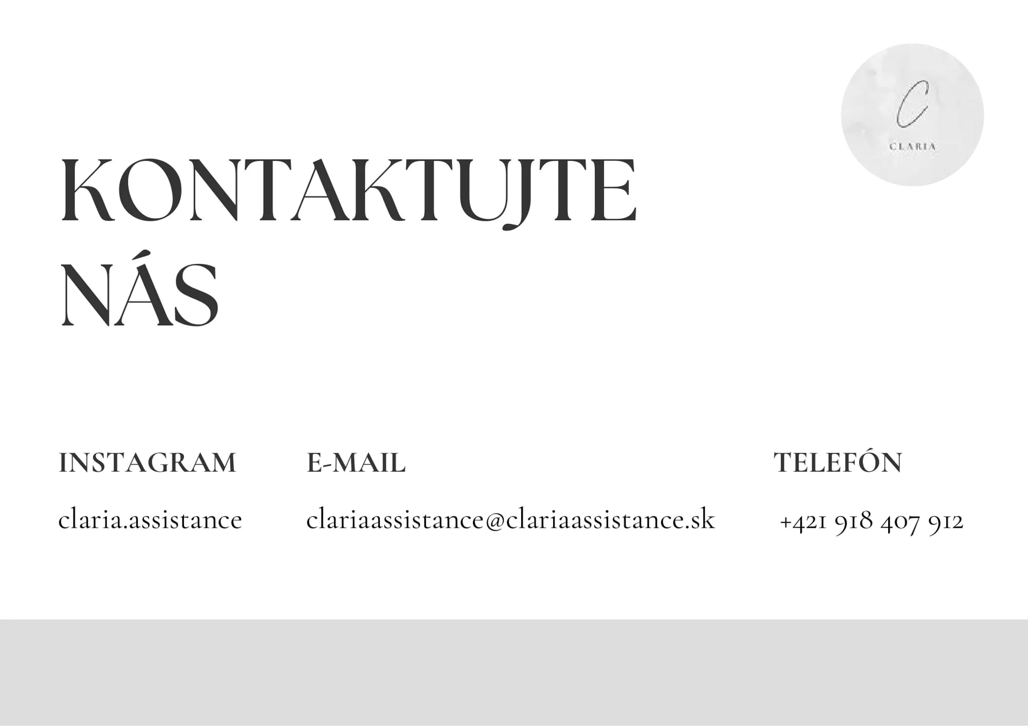 Brožúra Claria Assistance, strana 17 – Kontaktujte nás